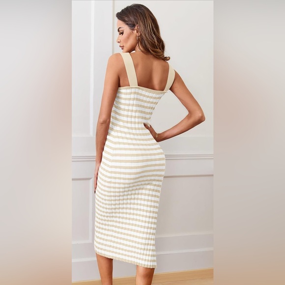 NWT - Striped Cream and White Midi Dress - Picture 4 of 6